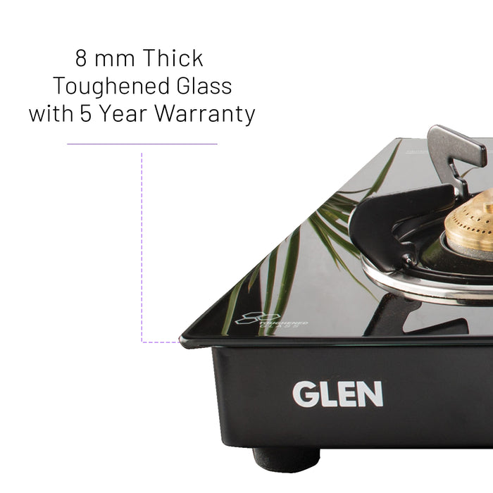 3 Burner Glass Gas Stove with High Flame Brass Burner - Manual/Auto Ignition (1038GTBBBL)