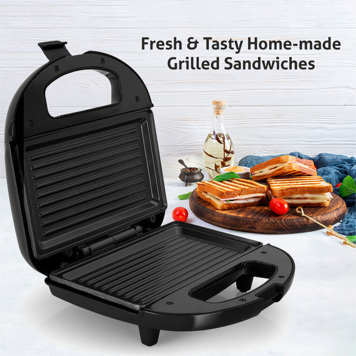 Electric Sandwich Maker Grill with Non-Stick Coating Plates, 750W - Black (3024BGRILL)
