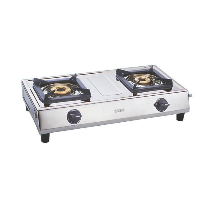 2 Burner Stainless Steel  Gas Stove with Brass Burner (1021 SS BB)