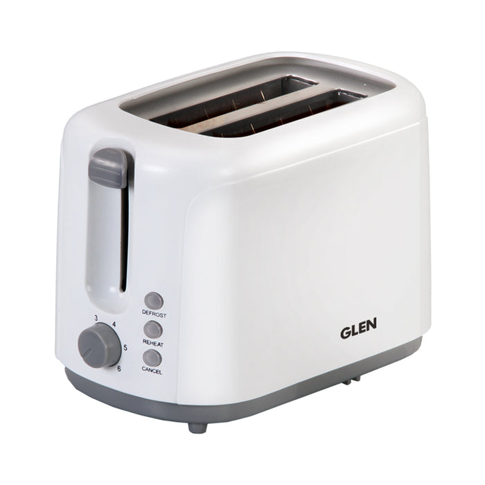 Electric Auto Pop-up 2 Slice Toaster, 750W, 6 Level Browning Control, Removable Crumb Tray - White (3019)