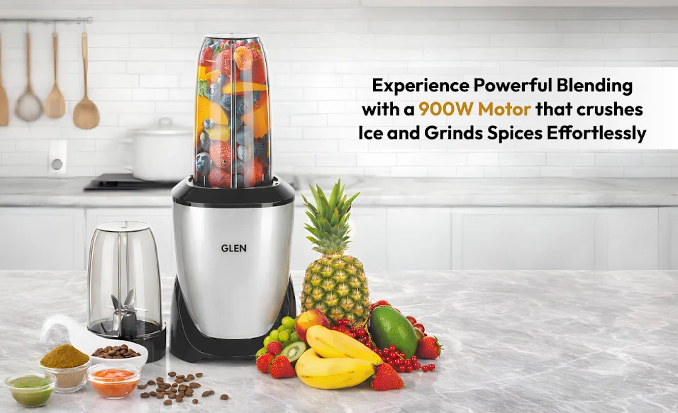 Experience Powerful Blending with a 900W Motor That Crushes Ice and Grinds Spices Effortlessly