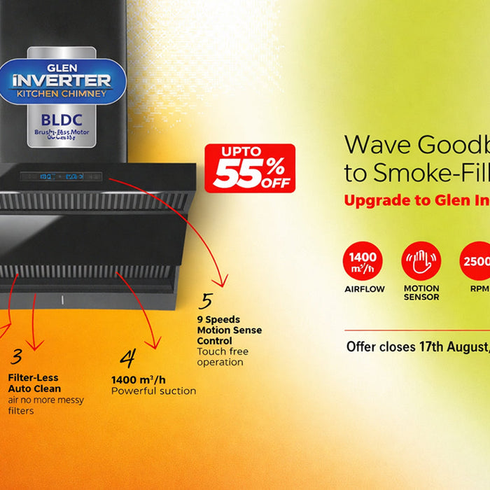 Wave goodbye to smoke filled kitchen - Upgrade to Glen Inverter Chimney This Independence Day
