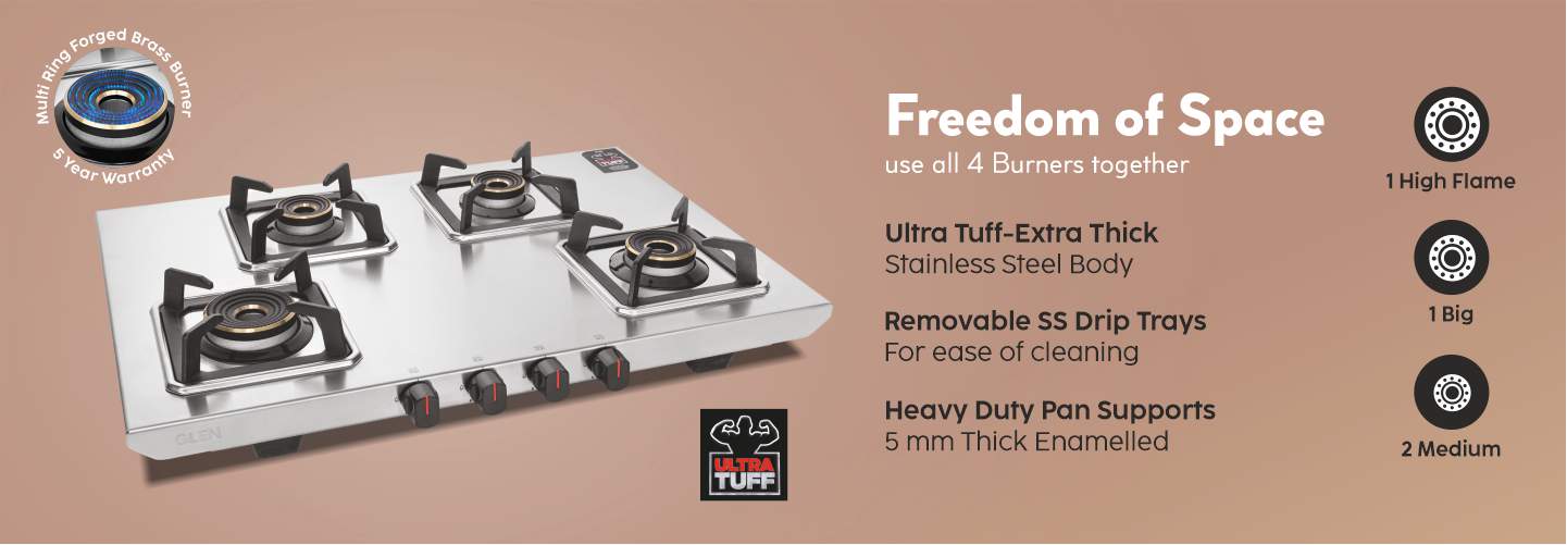 Glen Stainless Steel Gas Stove Buy Stainless Steel Cooktops Online at