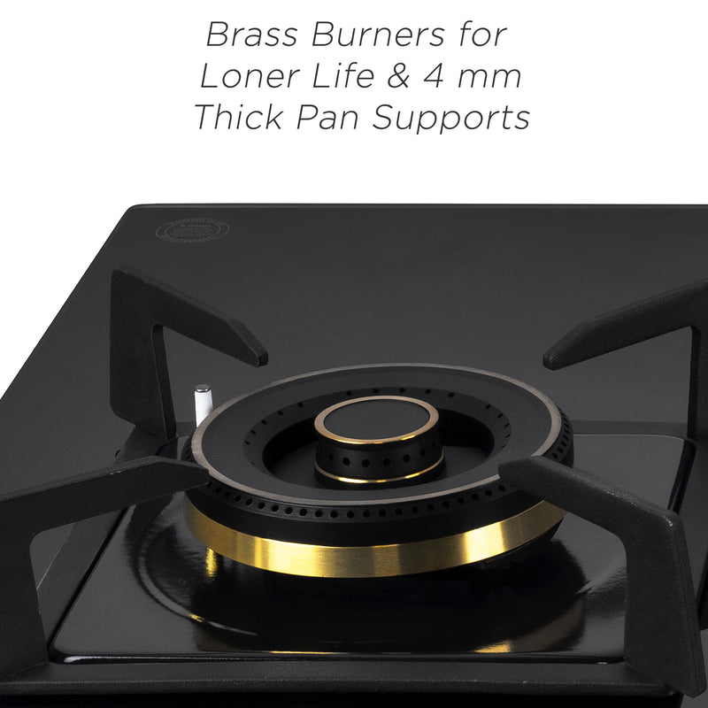 3 Burner DFVS Glass Hob with 2 Triple Ring Total Brass Burners Auto Ignition (BH1093XLDFTHT2TR)