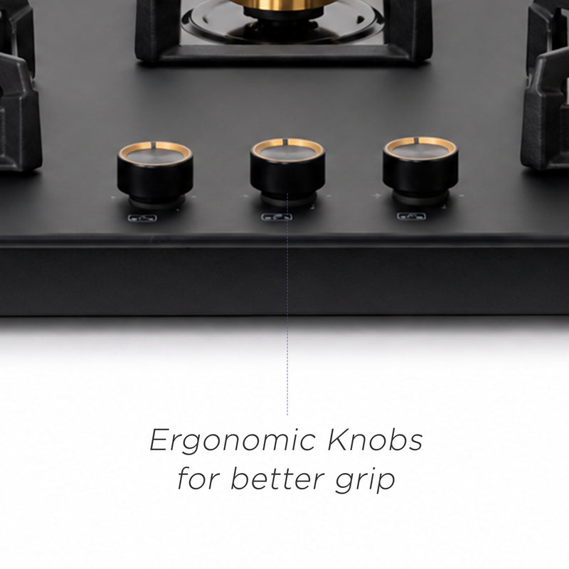 3 Burner DFVS Matt Glass Hob with Mini Triple Ring Total Brass Burner Auto Ignition (BH1073XLDFTHTTRMG)