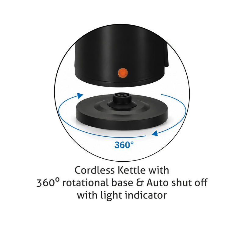 Electric Kettle 1.5 Litre Plastic Clad Stainless Steel, 360° Rotation Base, Auto Shutoff, 1350W (SA-9010)