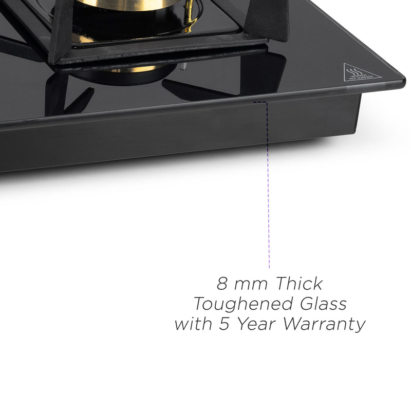 3 Burner DFVS Glass Hob with 2 Triple Ring Total Brass Burners Auto Ignition (BH1093XLDFTHT2TR)