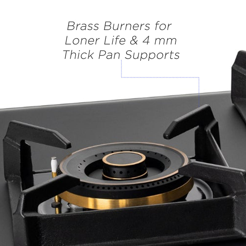 3 Burner DFVS Matt Glass Hob with Mini Triple Ring Total Brass Burner Auto Ignition (BH1073XLDFTHTTRMG)