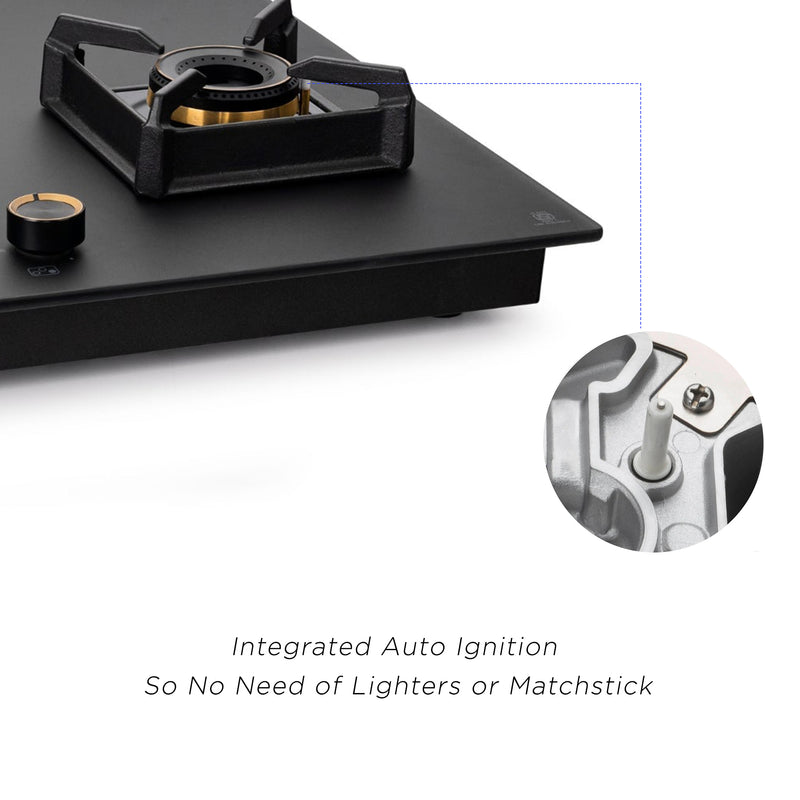 3 Burner DFVS Matt Glass Hob with Mini Triple Ring Total Brass Burner Auto Ignition (BH1073XLDFTHTTRMG)