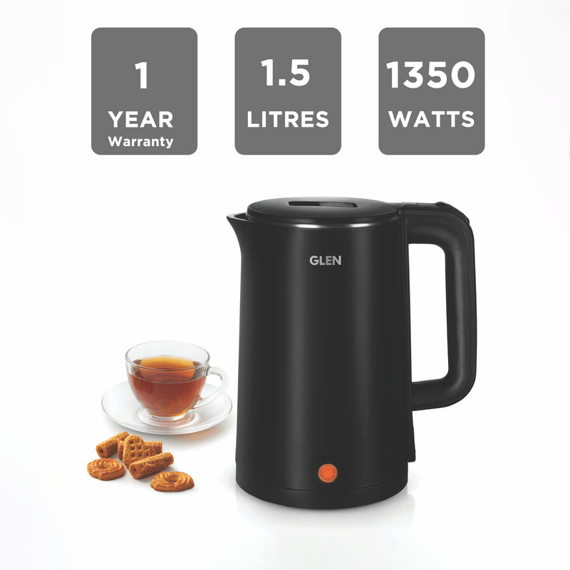 Electric Kettle 1.5 Litre Plastic Clad Stainless Steel, 360° Rotation Base, Auto Shutoff, 1350W (SA-9010)