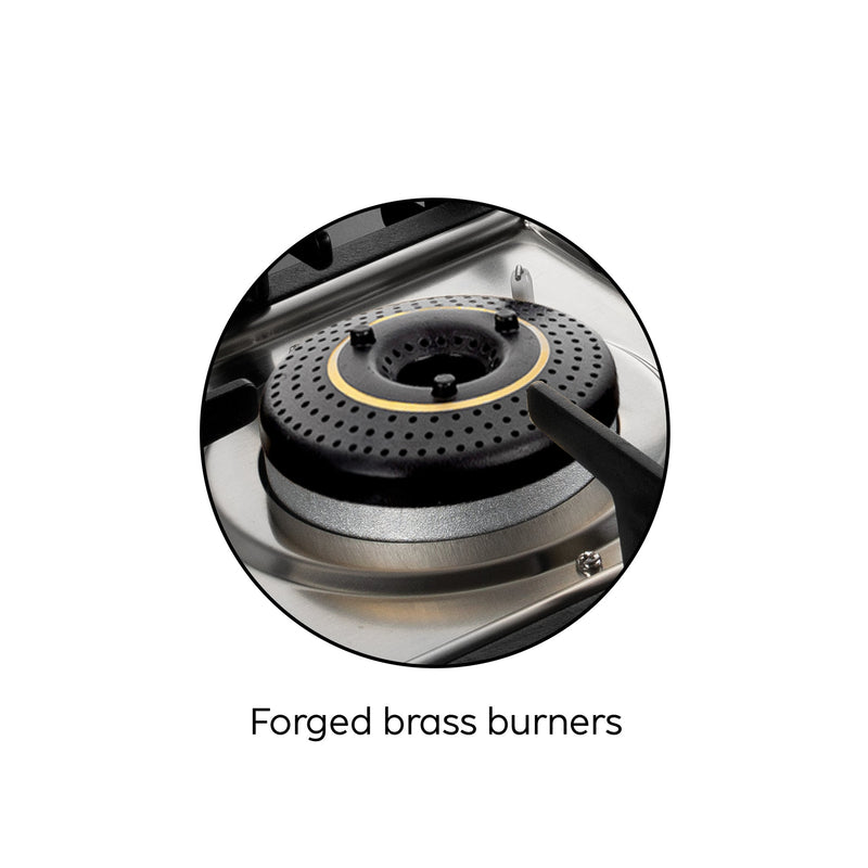 4 Burner Ultra Slim PNG Gas Stove | Black | 1 Jumbo 3 Forged Brass Burners | Manual Ignition | Revolving Inlet Nozzle | 5 Years Warranty on Glass, Valve And Burner | CT1047USBLPN