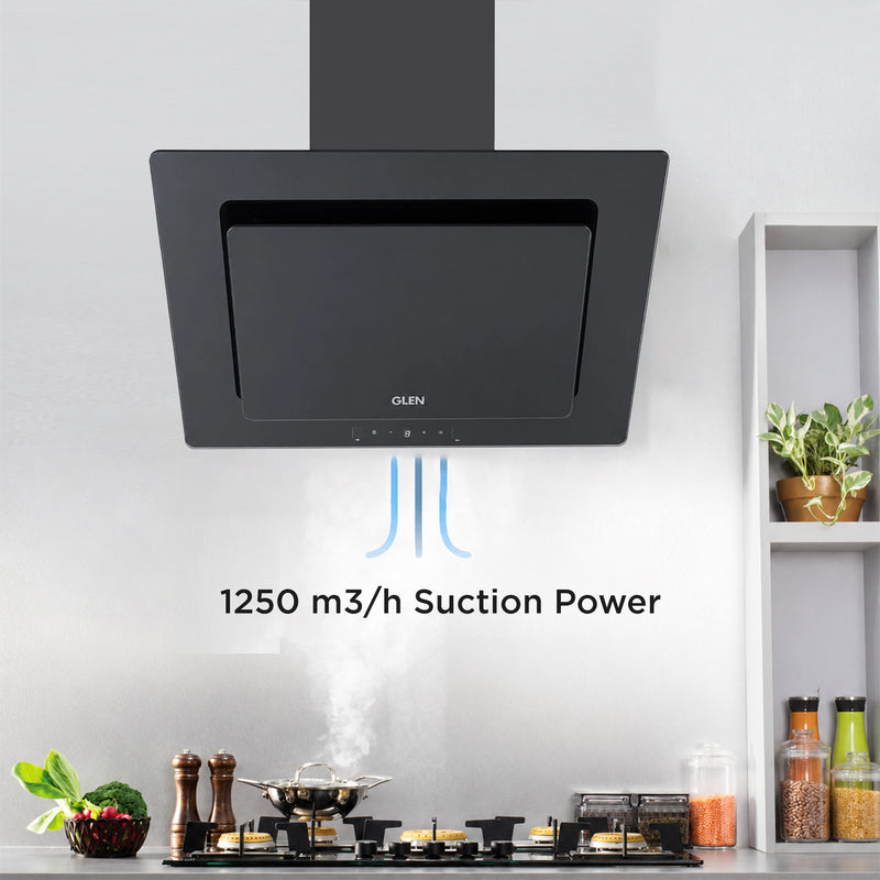 Electric Chimney Vertical Glass Motion Sensor, Baffle filters 60cm 1250 m3/h- Black (CH6079MS60)