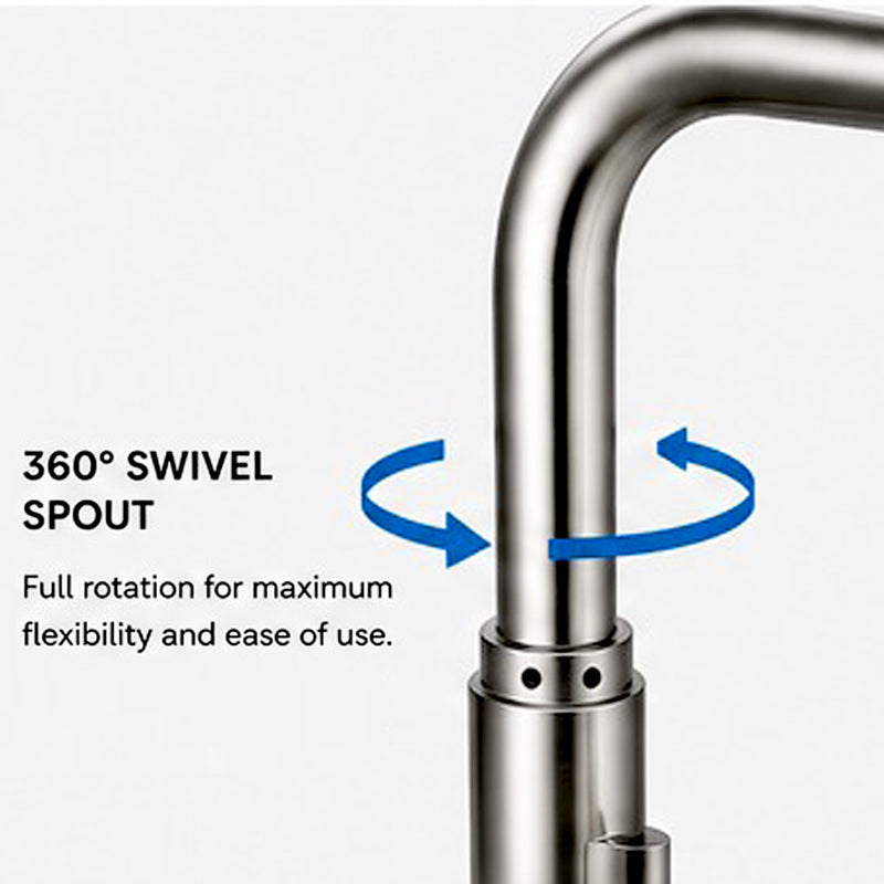 Kitchen Faucet with Double Bend Neck Spout and with Hot and Cold Mixer - KF-107MSSMDB