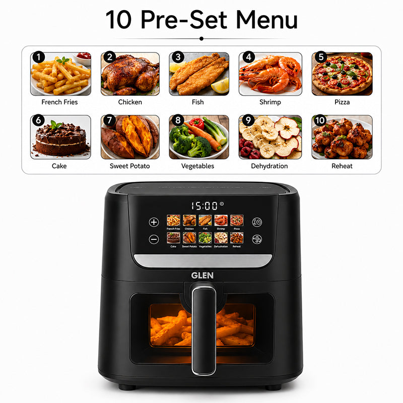 Digital Air Fryer 6 Litre Capacity with 10 Pre Set Menu, Timer and Temperature Control, 1500W - Black (SA3064FT)