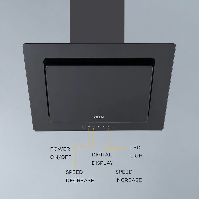 Electric Chimney Vertical Glass Motion Sensor, Baffle filters 60cm 1250 m3/h- Black (CH6079MS60)