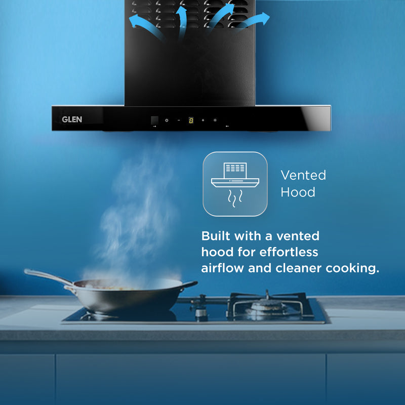 Wall Mounted Ductfree Kitchen Chimney Plug & Play with Baffle filters 60cm 1100 m3/h -Black (CH6052DFMSBFBL60)
