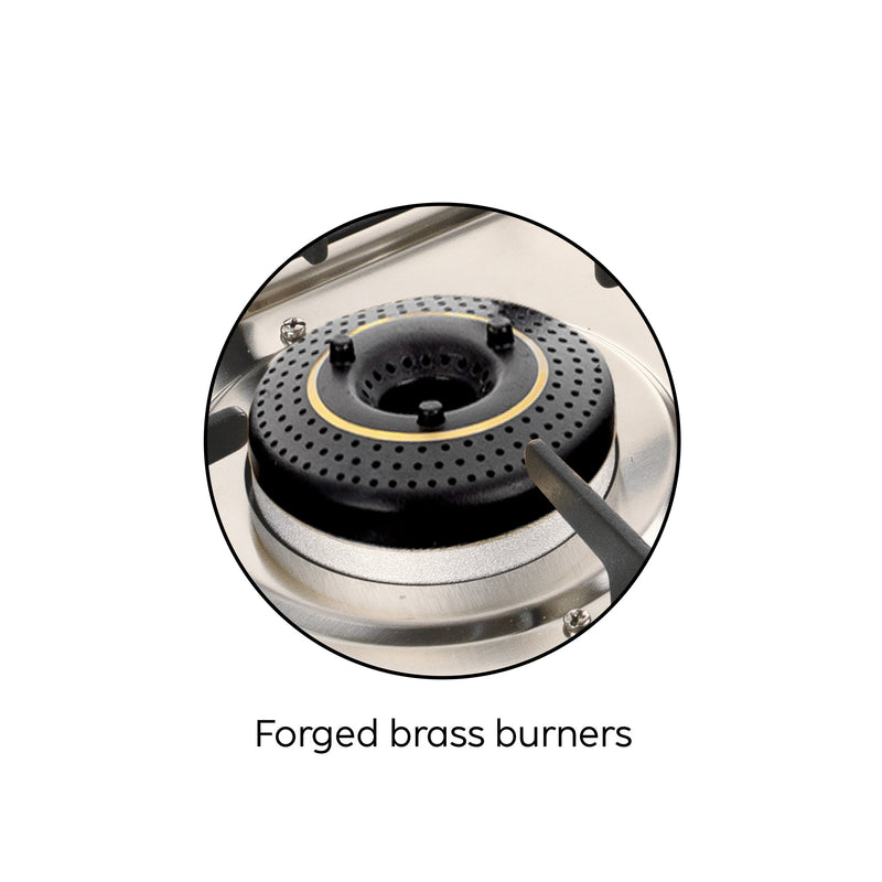 4 Burner Ultra Slim Apricot Glass Gas Stove 1 High Flame 3 Forged Brass Burner - Manual / Auto Ignition (CT1047US)