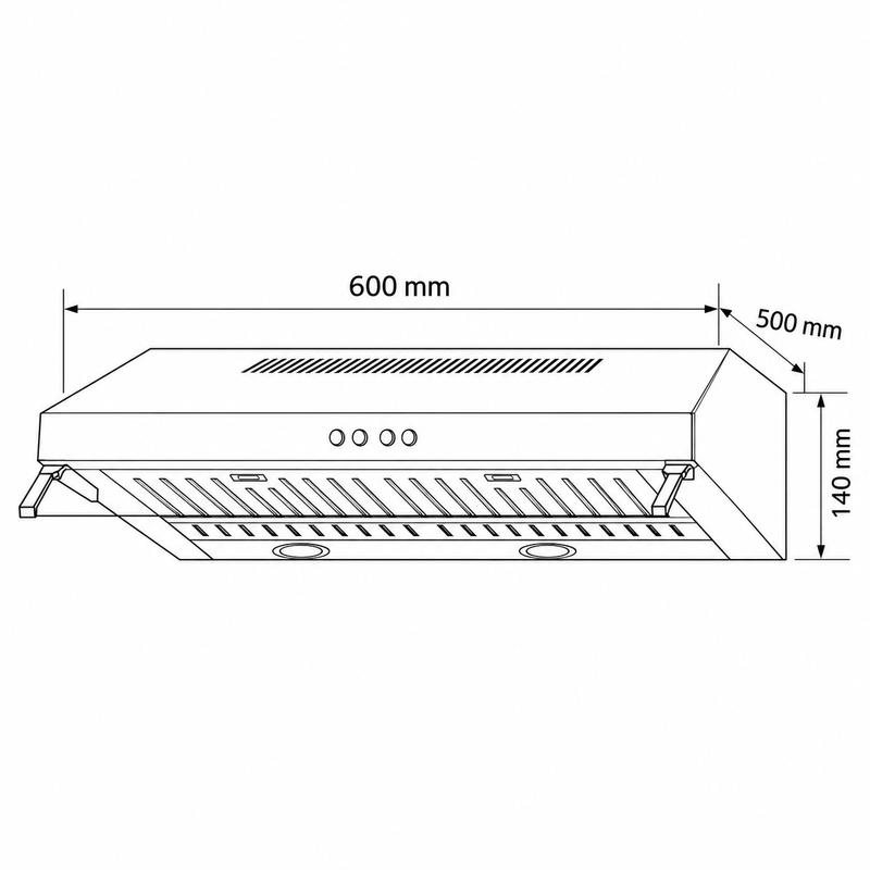 Straight Line Kitchen Chimney Recirculation only Carbon Filters Baffle filters 60cm 1000 m3/h -Silver (6003 SS)