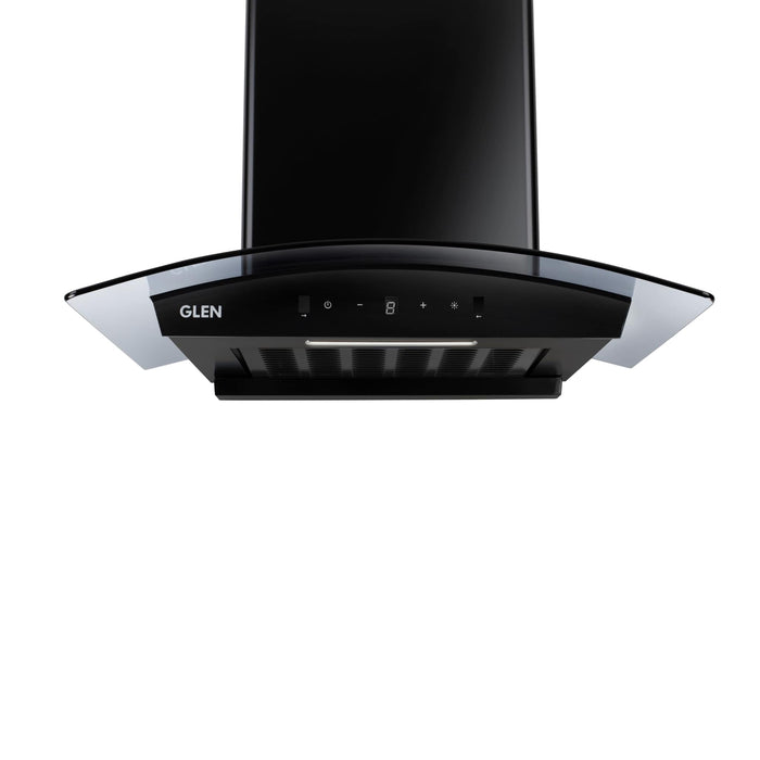 Auto Clean Curved Glass Filter-less Kitchen Chimney, Motion Sensor control with Digital Display 1500 m3/h (6059 DI BL AC)