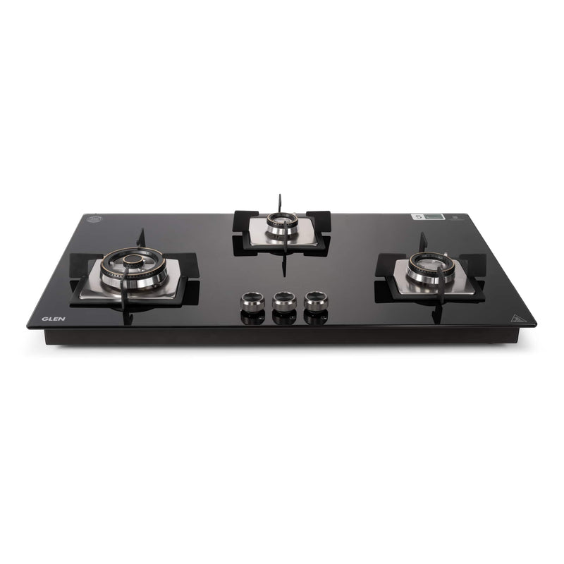 3 Burner Built-in Glass Gas Hob Top Double Ring Forged Brass Burner (1093XLSQHTDBTR)