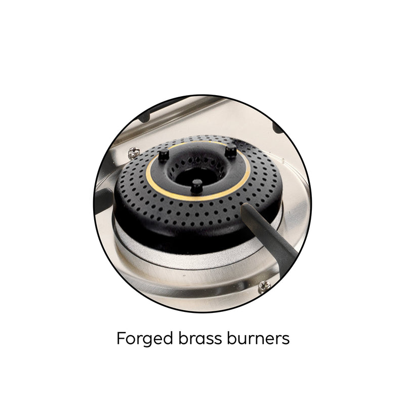 3 Burner Ultra Slim Apricot Glass Gas Stove with High Flame Forged Brass Burner - Manual / Auto Ignition (CT1035US)