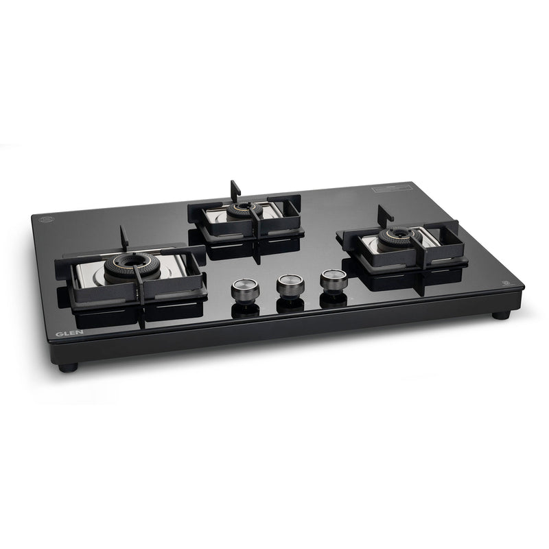 3 Burner Ultra Slim Top Knob Glass Cooktop with High Efficiency Forged Brass Burners - (CT1036USTN)