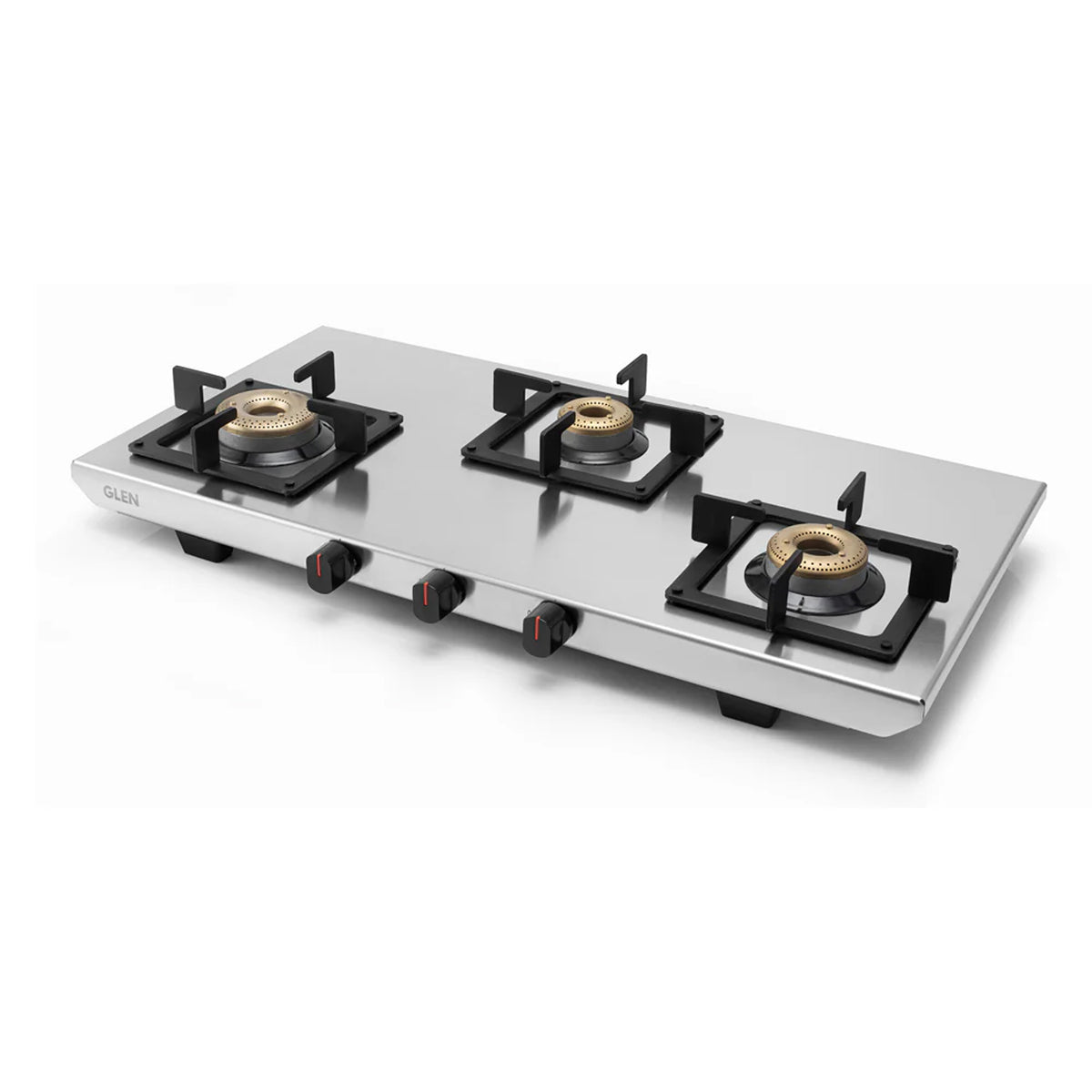 Buy Gas Stove 3 Burner Stainless Steel Brass Burner Online Glen — Glen Appliances Pvt. Ltd