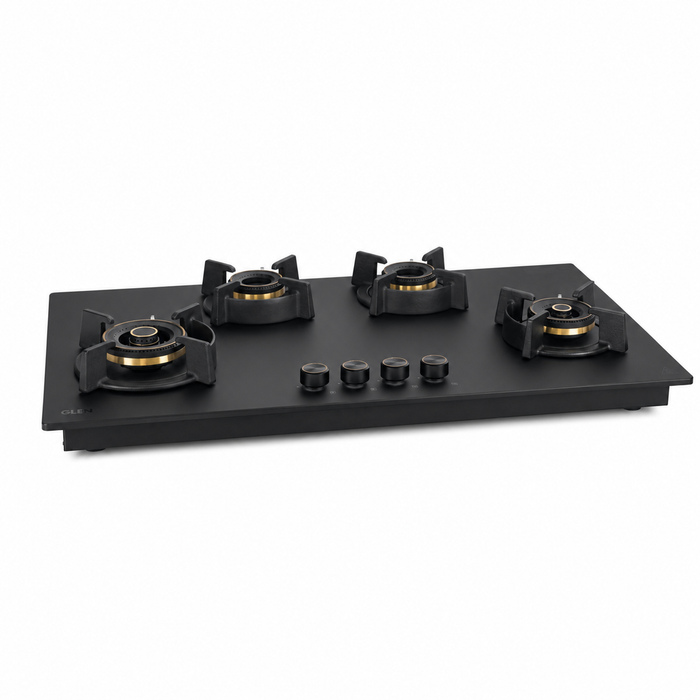 4 Burner DFVS Matte Glass Hob Top 2 Triple Ring Full Brass Burners Auto Ignition (BH-1094RCIHTDFT2TRMG)