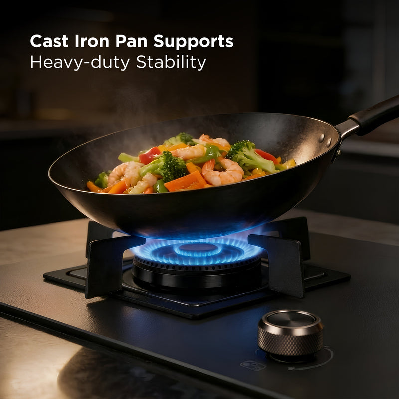 4 Burner Matt Glass Hob Top 2 Triple Ring Burner Double Ring Forged Brass Burner Auto Ignition (BH1094SQHT2TRMG)