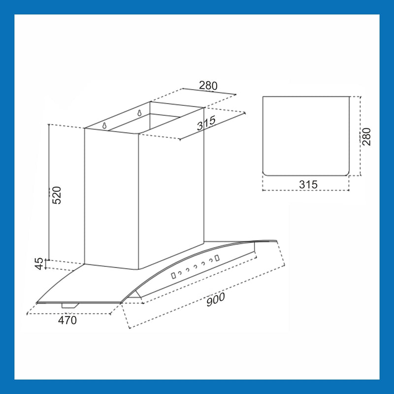 Chimney Hood 6025 Auto Clean 90 Black