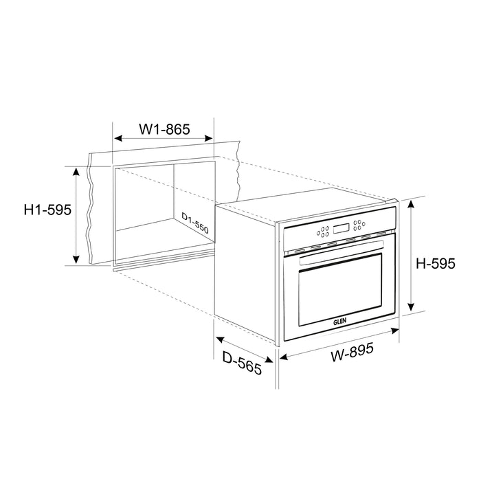 Built in Air Fryer Oven with Turbo Fan 12 Multi-functions 90Ltr Capacity Touch Control (BO-655AFT90)