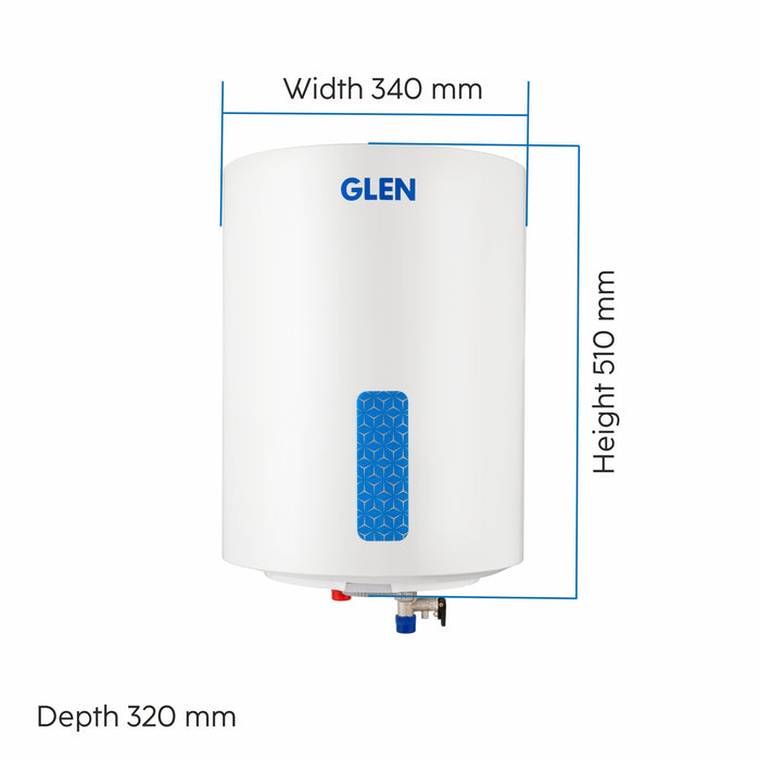 Storage Water Heater 8 Bar Pressure Incoloy Element and Polymer Coated Tank, Temperature Setting Knob - 10/15/25 Litre (WH-7058VWH)