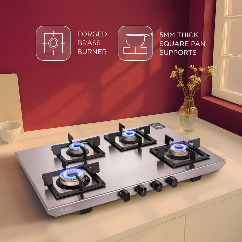 4 Burner Ultra Tuff Stainless Steel PNG Gas Stove with Forged Brass Burner (CT1054UTSSPN)