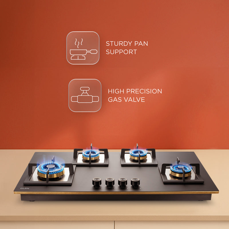 4 Burner DFVS Matt Glass Hob with 2 Triple Ring Total Brass Burners Auto Ignition (BH1094XLDFTHT2TRMG)