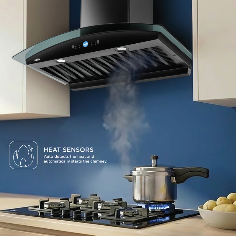 Auto Clean Chimney with LCD Display, Heat Sensors and BLDC Motor 1600 m³/h - 60/76/90cm (CH6061LCDDCAC)