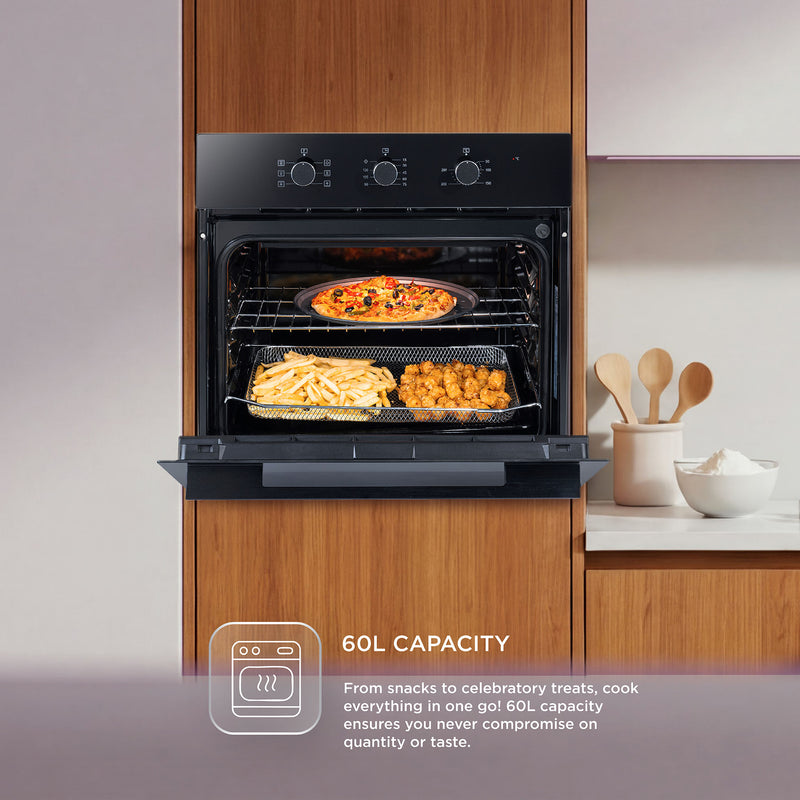 Built in Oven Air Fryer 60Ltr with Convection Fan and 3 Control Knobs (BO662AF)