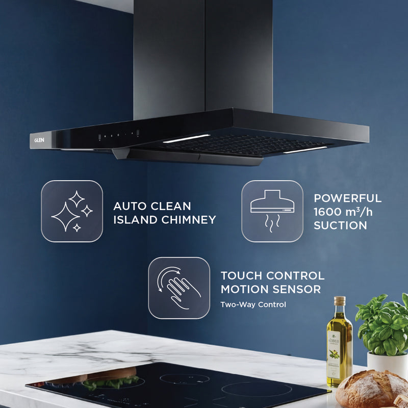 Auto Clean Island Kitchen Chimney Filter less with BLDC Motor 90cm 1600 m3/h (CH1000MSACISBL90)