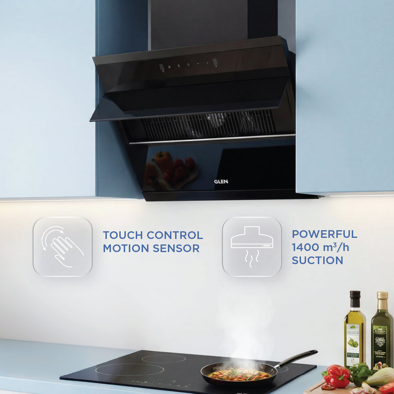Auto Clean Glass Filterless Chimney with Motion Sensor 1400 m3/h 60/75/90cm (6073SXAC)