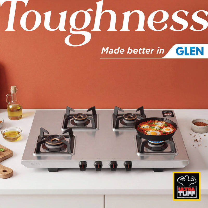 4 Burner Ultra Tuff Stainless Steel Gas Stove with Multi Ring Forged Brass Burner & Drip trays (CT1054UTDTSS)