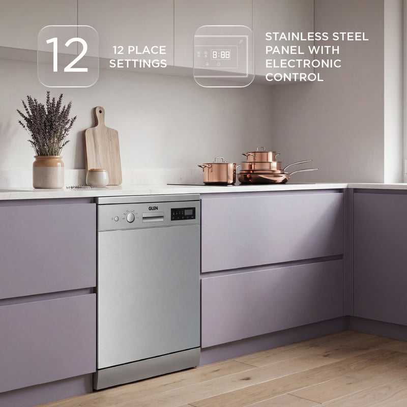 Free Standing Dishwasher 12 Place Setting SS Panel Electronic Controls (DW-5201FS)