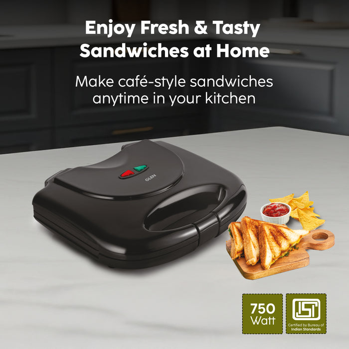 Electric Sandwich Maker with Non-Stick Coating Plates 750W - Black (SA-3021SW)