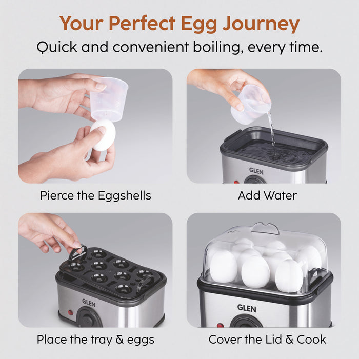 Egg Boiler Steamer Boils upto 8 Eggs Auto shut Off, Push Button Start 350W (SA3036EBS)