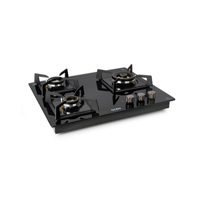 3 Burner DFVS Glass Hob with Triple Ring Forged Brass Burners Auto Ignition (BH1063DFHTTR)