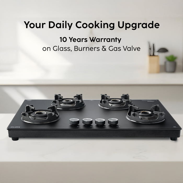 4 Burner Ultra Slim Matt Glass LPG Stove with High Flame Forged Brass Burner (CT1045USMG)