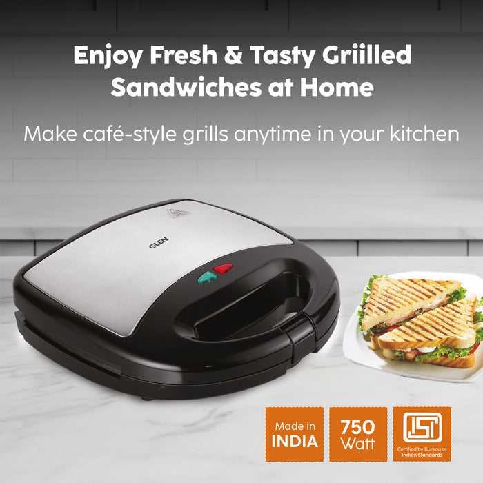 Electric Sandwich Maker Grill with Non-Stick Coating Plates 750W - Black (SA-3026GRILL)