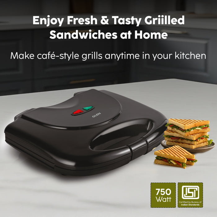 Electric Sandwich Maker Grill with Non-Stick Coating Plates 750W - Black (SA-3021GRILL)