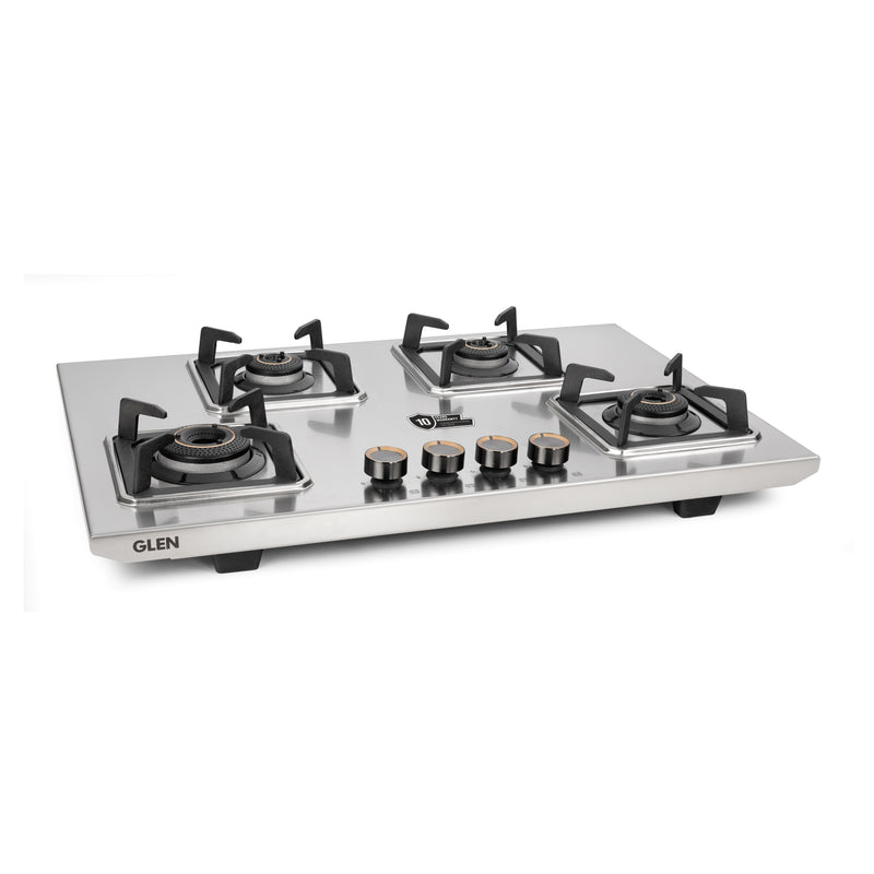 4 Burner Ultra Tuff Stainless Steel Gas Stove with High Efficiency Forged Brass Burners, Top Knobs - Manual/Auto Ignition (CT1054UTTNDTSS)
