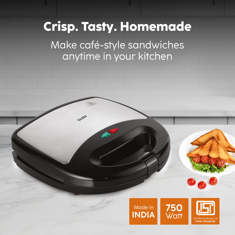 Electric Sandwich Maker with Non-Stick Coating Plates 750W - Black (SA-3026SW)