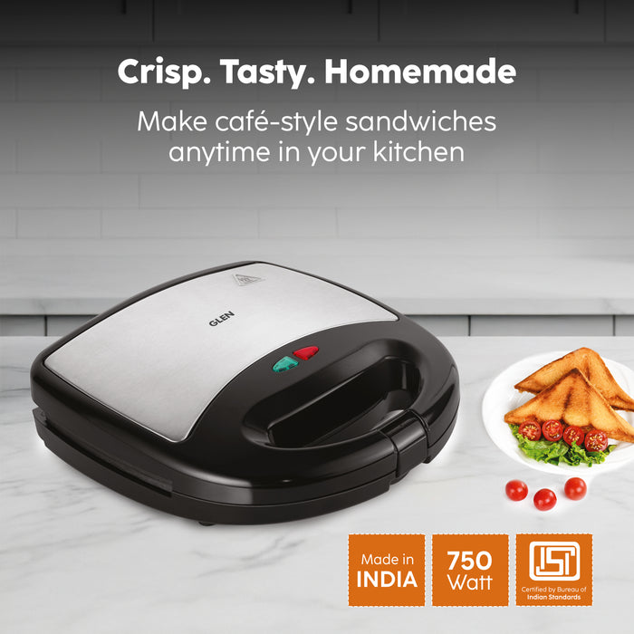 Electric Sandwich Maker with Non-Stick Coating Plates 750W - Black (SA-3026SW)