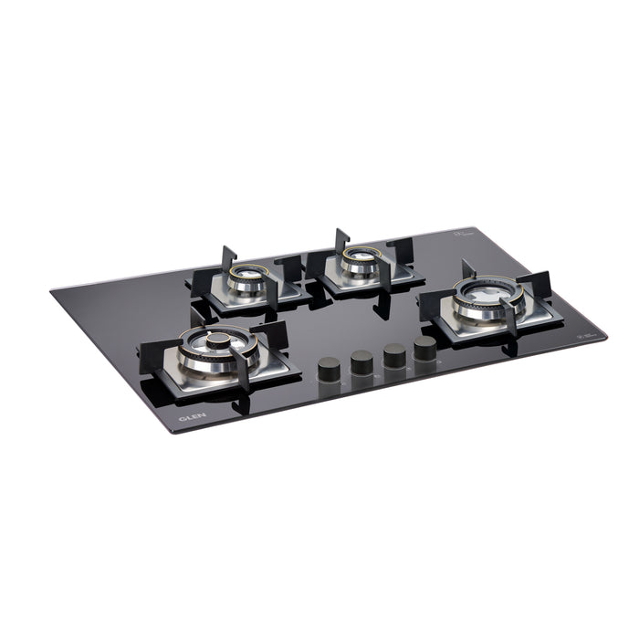 4 Burner Built-in Glass Hob Triple Ring Burner Forged Brass Double Ring Burner Auto Ignition (1074 SQ DB TR)